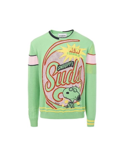 Round-Neck Knitwear di Iceberg in Green da Uomo