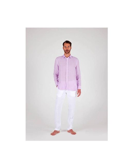 120% Lino Purple Casual Shirts for men