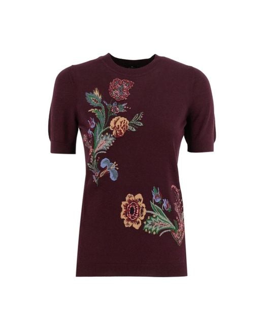 Round-Neck Knitwear Etro de color Red