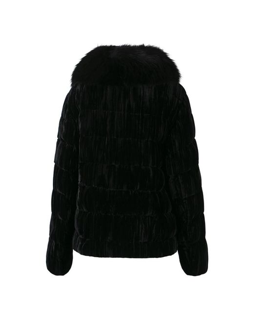 Moorer Jassen ,Zwart ,Rayon Fluwelen Donsjack Met Bontkraag in het Black