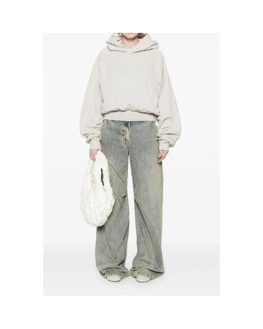 Entire studios Hoodies & Sweatvesten ,Grijs ,Stijlvolle Top Met Dubbele Capuchon in het White