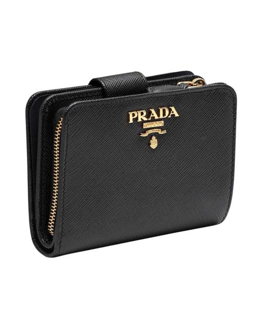 Prada Accessoires ,Zwart ,Leer Small Saffiano Leather Wallet in het Black