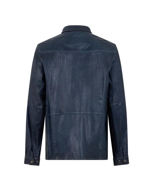 Moorer Blue Leather Jackets for men
