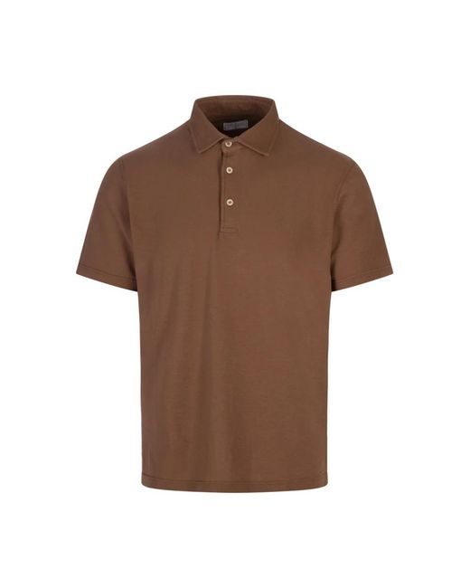 Fedeli Tops ,Bruin ,Katoen Bruine Polo Shirt Superlicht Katoen Piqué in het Brown voor heren