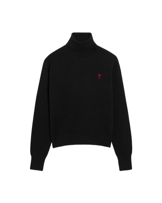 AMI Truien & Vesten ,Zwart ,Wol Ami De Coeur Turtle Neck Sweater in het Black voor heren
