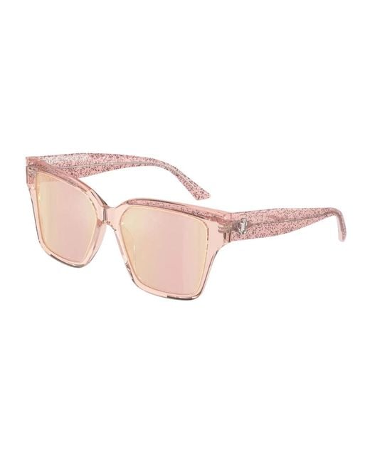 Jimmy Choo Stijlvolle Oversized Zonnebril Met Glitterdetails in het Pink