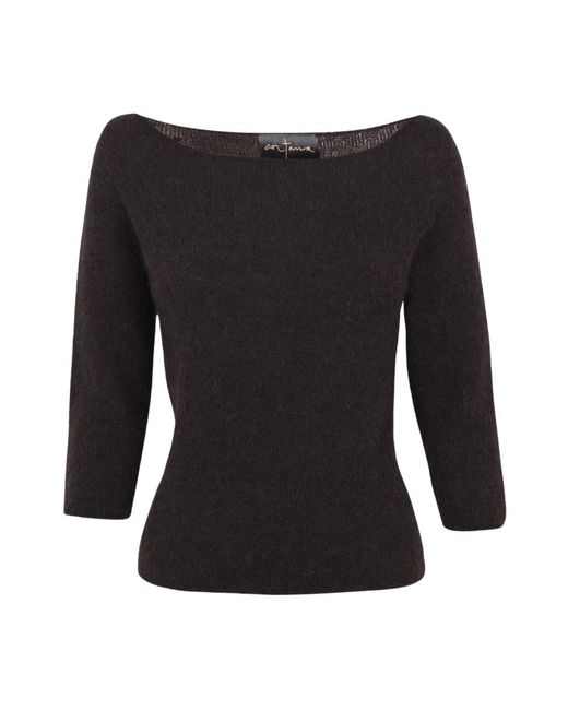 Cortana Black Round-Neck Knitwear