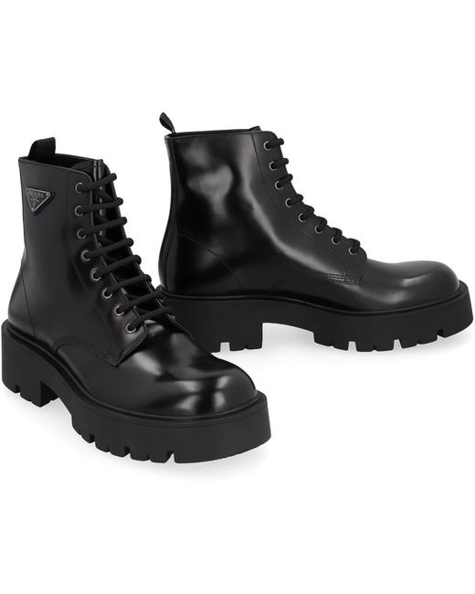 Prada Black Lace-Up Boots for men