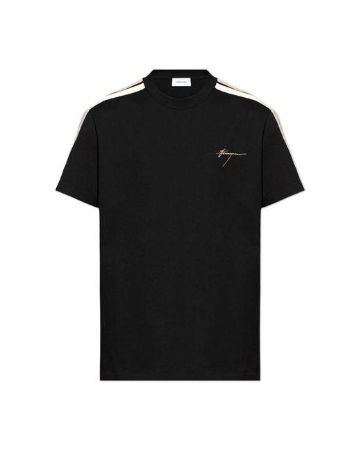 T-shirt con logo di Ferragamo in Black da Uomo