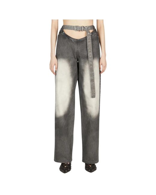 Arc jeans con cintura e lavaggio acido di Y. Project in Gray