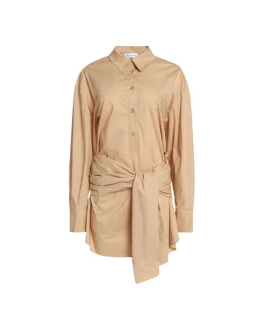 WEILI ZHENG Natural Baumwollhemdkleid Mit Gürtel