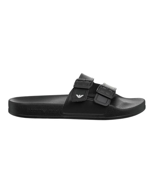 Emporio Armani Black Sliders for men
