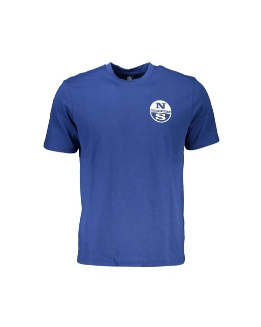 North Sails Tops ,Blauw ,Katoen Blauw Katoen Print Logo T-Shirt in het Blue voor heren