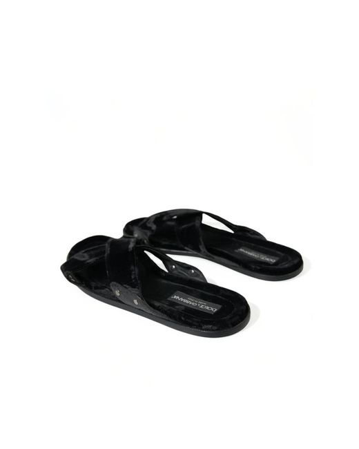 Dolce & Gabbana Schwarze cross strap slide sandalen in Black für Herren