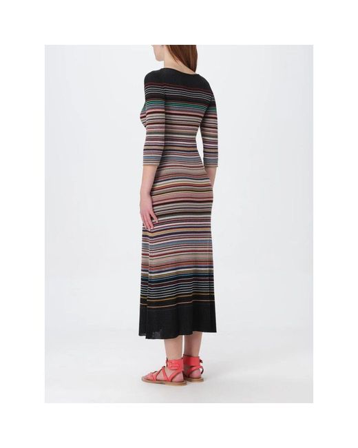Paul Smith Red Gestreiftes Gestricktes Midi-Kleid