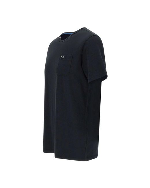Sun 68 Tops ,Zwart ,Katoen Pocket Basic T-Shirt in het Black voor heren