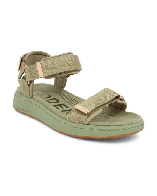 Woden Green Elegante komfort-sandale mit fischleder-details