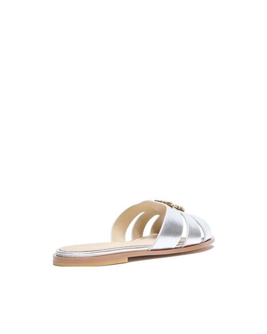 Pinko White Milly Flat Sandal