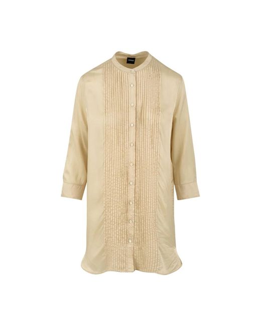 Camisa de algodón natural con cuello clásico y botones de nácar Aspesi