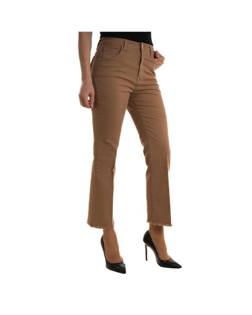 Fringed flared cotton trousers Kocca de color Brown