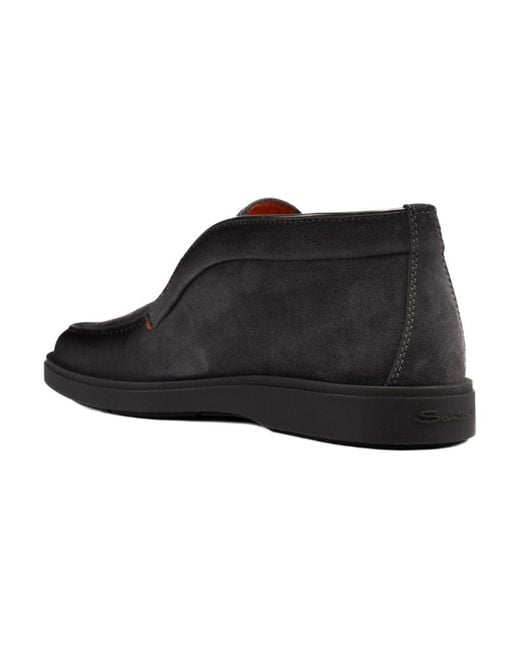 Santoni Black Ankle Boots for men