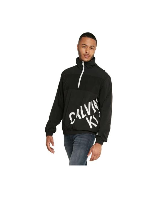 Calvin Klein Jassen ,Zwart ,Klassiek Logo Trainingsjack in het Black voor heren