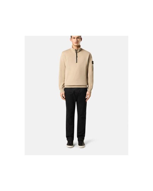 Stone Island Wüste Halber Reißverschluss Baumwoll-Sweatshirt in Natural für Herren
