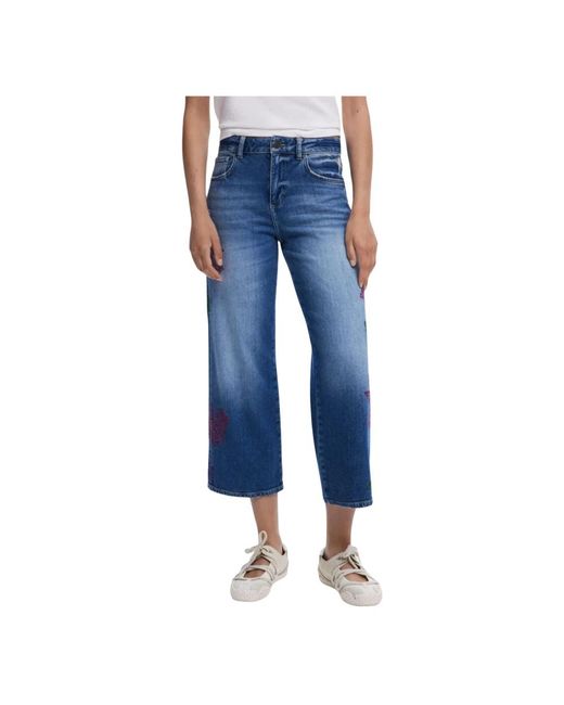 Desigual Botanic Rechte Jeans in het Blue
