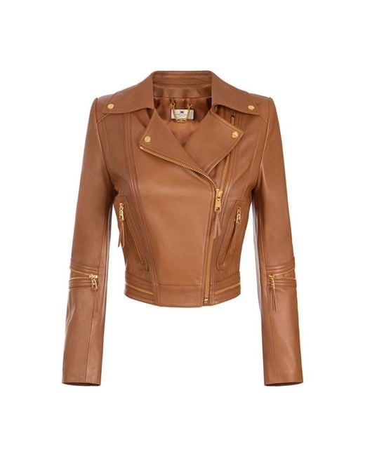 Elisabetta Franchi Brown Leather Jackets