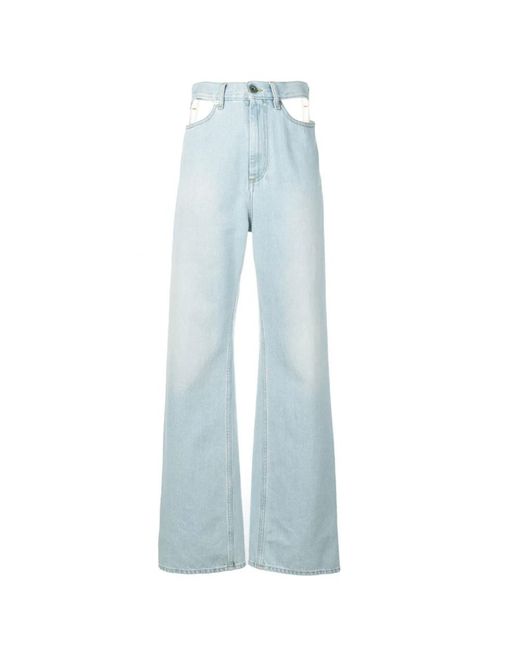 Brunello Cucinelli Blue Cut-out wide leg jeans