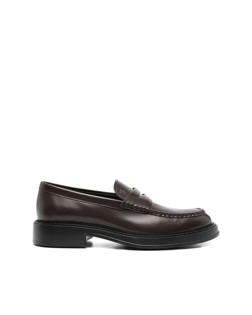 Tod's Schokoladenbraune Leder Flache Slip-On Schuhe in Black für Herren