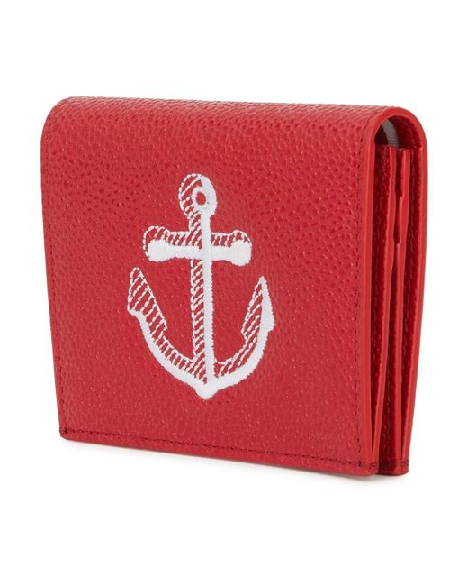 Thom Browne Accessoires ,Rood ,Leer Leren Portemonnees & Pasjeshouders in het Red