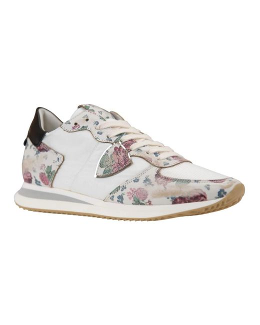 Philippe Model Schoenen ,Veelkleurig ,Bloemenpatroon Veterschoenen in het White