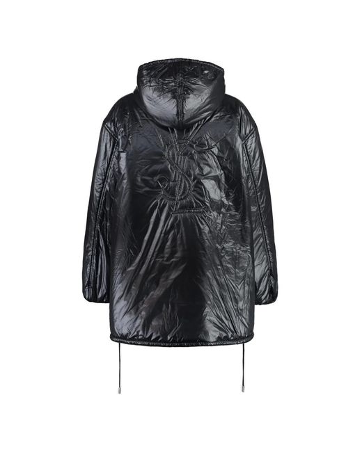 Saint Laurent Black Windbreaker-Jacke Mit Elastischen Bündchen