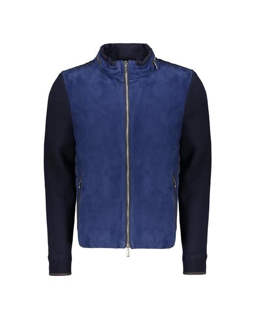 Moorer Blue Leather Jackets for men