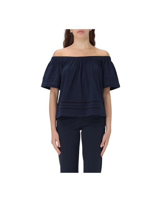 Barbour Blue Blaue Eyelet Off-Shoulder Top