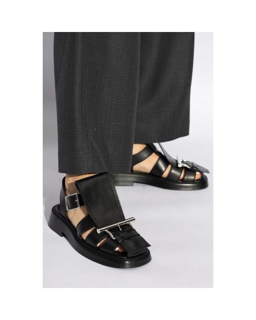 McQueen Black Flat Sandals