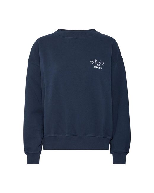 Ball Hoodies & Sweatvesten ,Blauw ,Katoen Blauwe Crewneck Sweatshirt Met Geborduurd Logo in het Blue