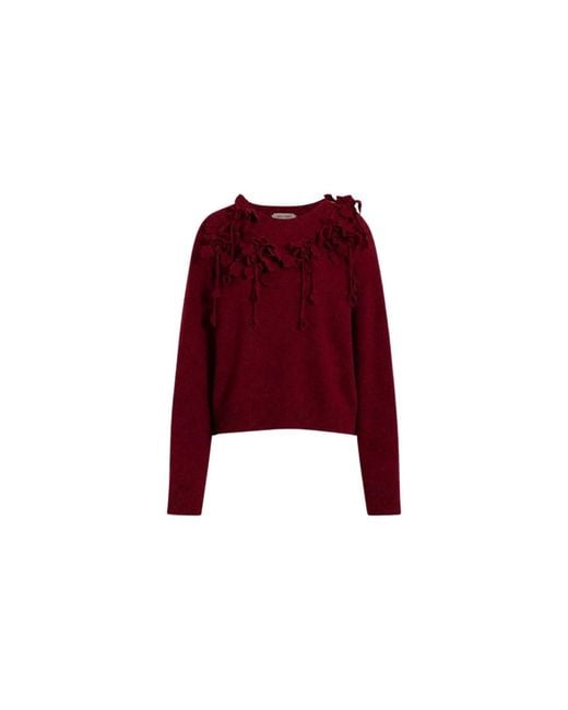 Alberta Ferretti Red Round-Neck Knitwear