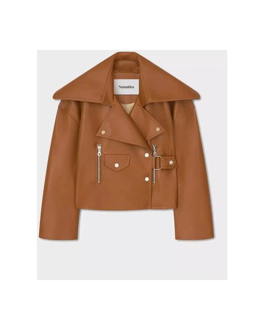 Nanushka Jassen ,Bruin ,Leer Ado Regenerated Leather Jacket in het Brown