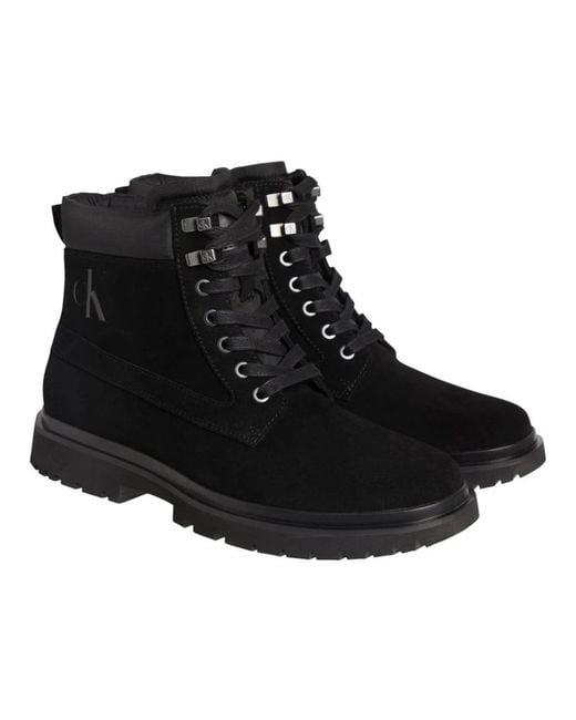 Calvin Klein Black Lace-Up Boots for men