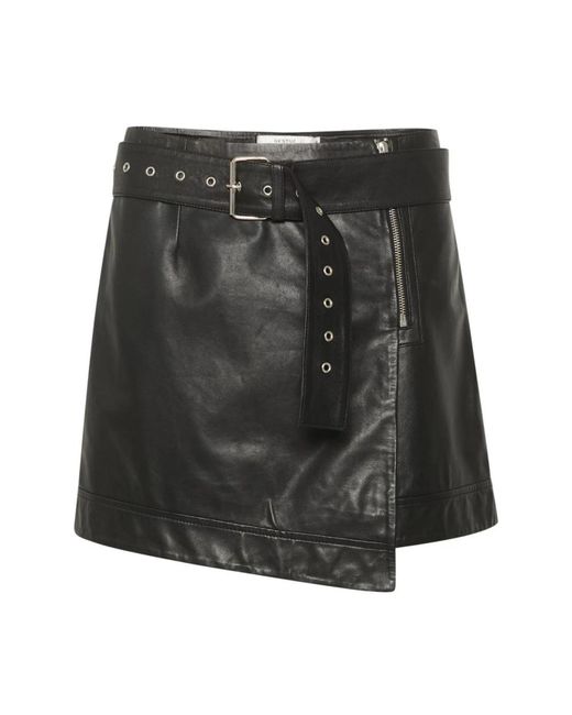 Gestuz Black Leather Skirts