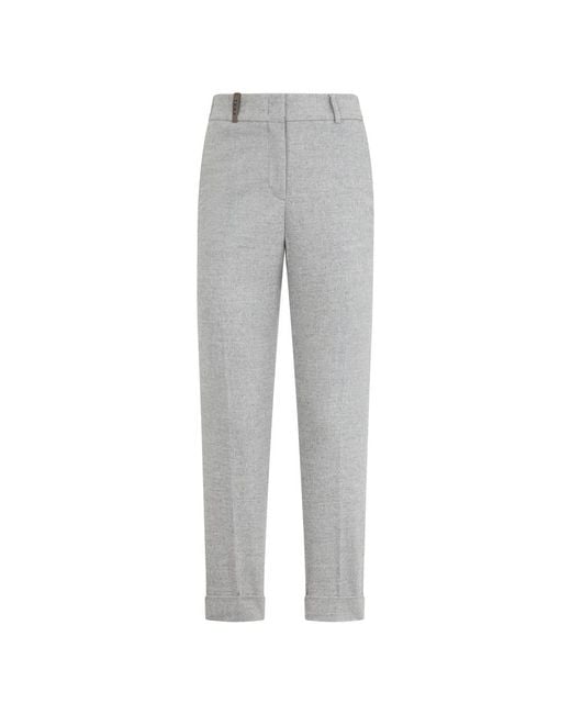 Peserico Gray Cropped Trousers
