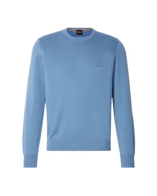 Round-Neck Knitwear Boss pour homme en coloris Blue