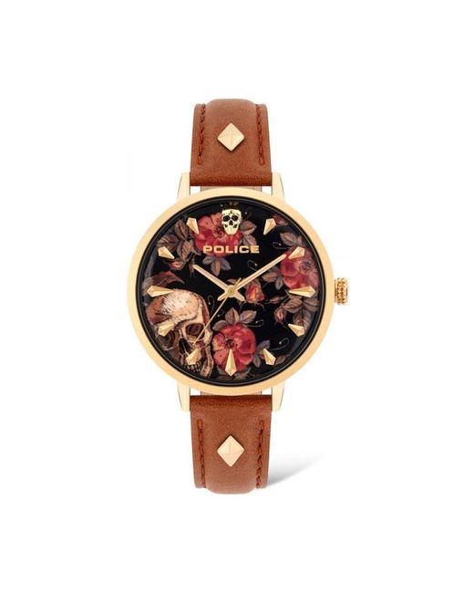 Police Brown Braune leder quarz analoguhr