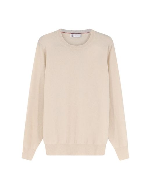 Brunello Cucinelli White Cashmere Knitwear for men