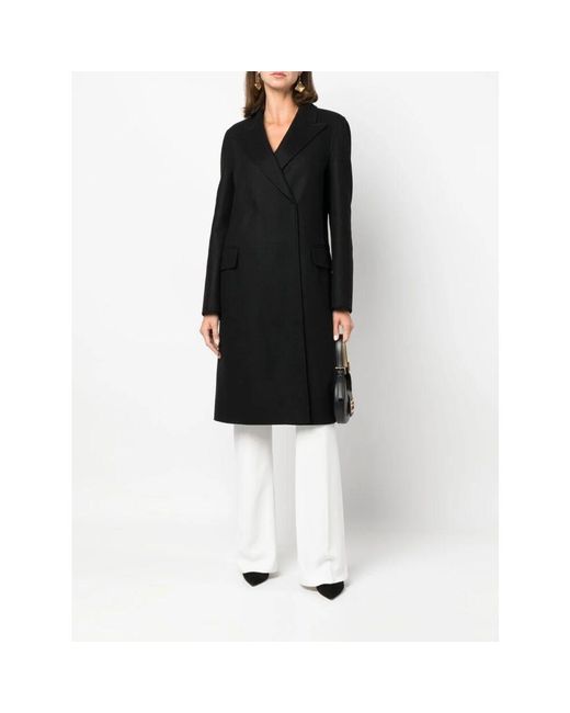 Double-Breasted Coats di Alberta Ferretti in Black