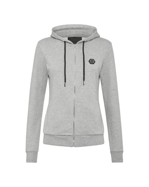 Philipp Plein Hoodie Sweatjacket Full Zip in het Gray