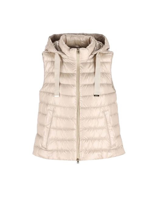 Herno Gewatteerd Gilet Met Capuchon in het Natural