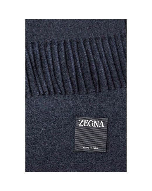 Zegna Dunkelblaues Cashmere Schal Mit Fransen in Blue für Herren